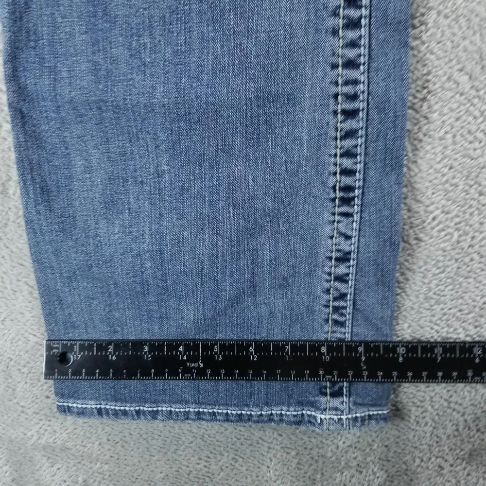 Amethyst Jeans Womens 16 Blue Bootcut Low Rise Distressed Stretch Embroidered - Picture 9 of 10